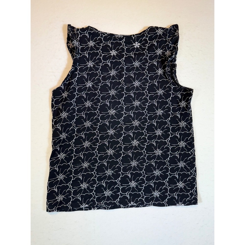Loft Black White Floral Print Flutter Sleeve Top Women's Size Medium - Picture 2 of 3